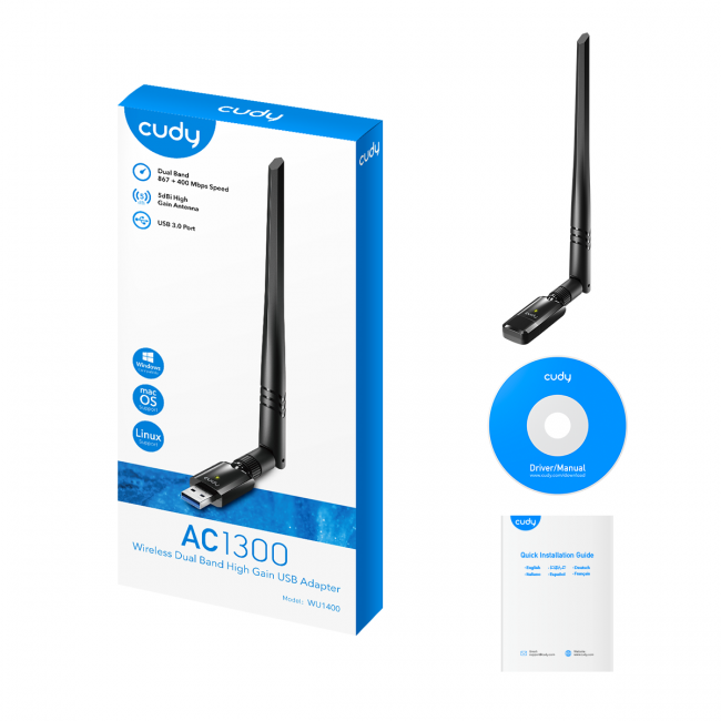 Адаптер Wi-Fi Cudy WU1400 — для бизнеса и офиса Адаптер Wi-Fi Cudy WU1400 — для бизнеса и офиса
