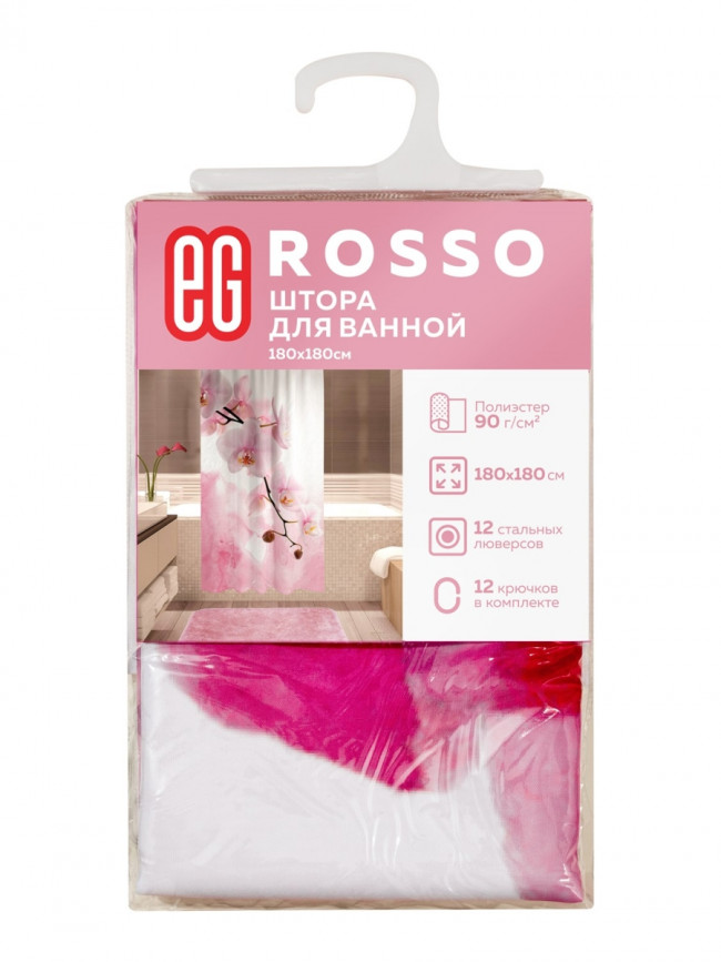 Штора для ванной Штора для ванной Rosso, 180x180 см