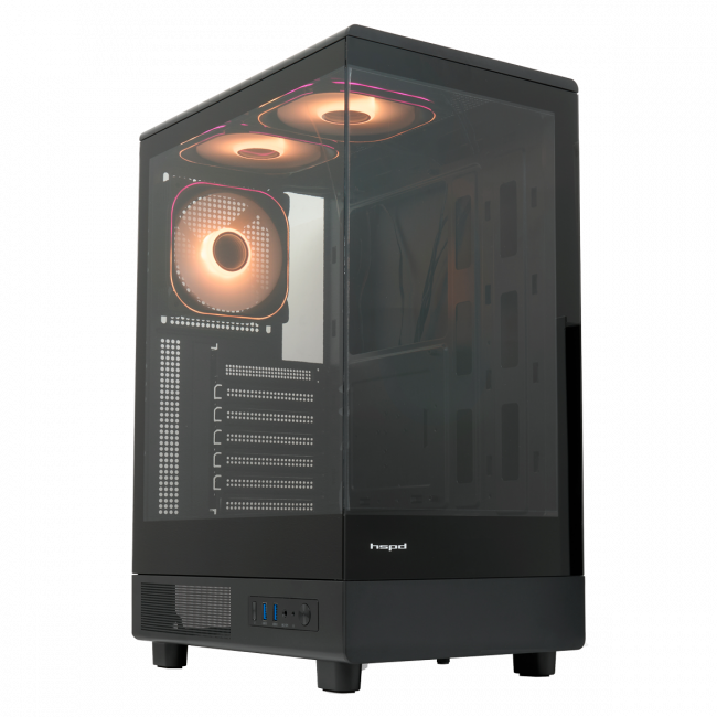 Корпус без блока питания HSPD F510-TGBK-ARGB — для бизнеса и офиса Корпус без блока питания HSPD F510-TGBK-ARGB — для бизнеса и офиса