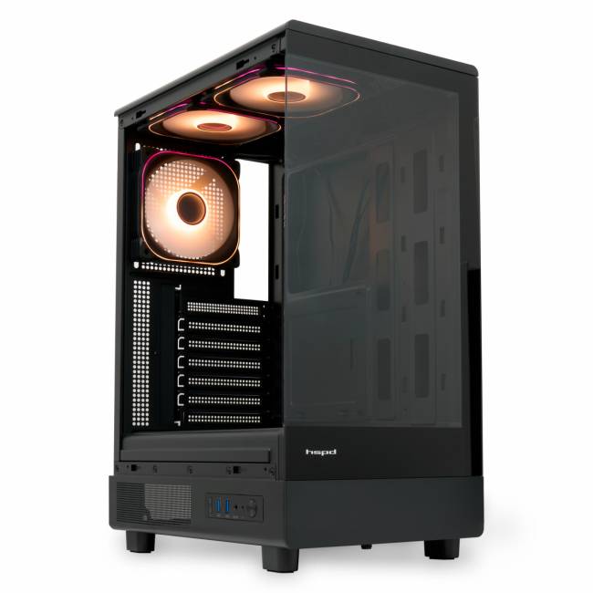 Корпус без блока питания HSPD F510-TGBK-ARGB — для бизнеса и офиса Корпус без блока питания HSPD F510-TGBK-ARGB — для бизнеса и офиса