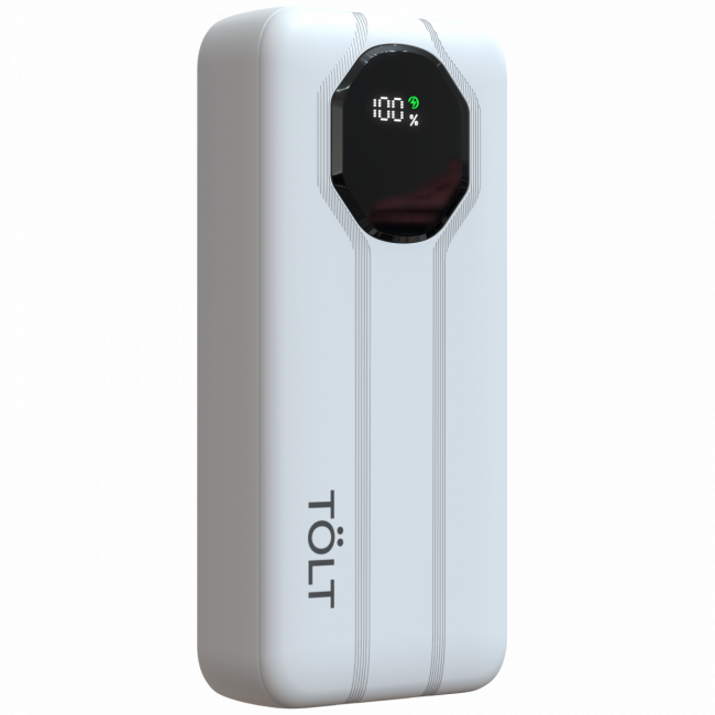 Портативный аккумулятор TOLT Lit KP226 White, 20000mAh, 22,5W, fast charging and PD, white, CCC TÖLT KP226 White — для бизнеса и офиса