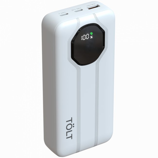 Портативный аккумулятор TOLT Lit KP226 White, 20000mAh, 22,5W, fast charging and PD, white, CCC TÖLT KP226 White — для бизнеса и офиса Портативный аккумулятор TOLT Lit KP226 White, 20000mAh, 22,5W, fast charging and PD, white, CCC TÖLT KP226 White — для бизнеса и офиса