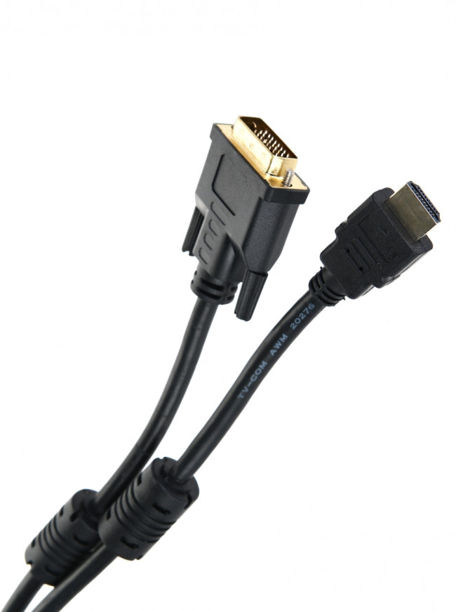Кабель HDMI to DVI-D (19M -25M) 2м, 2 фильтра TV-COM <LCG135F-2M> TV-COM HDMI to DVI-D (19M -25M) 2м, 2 фильтра