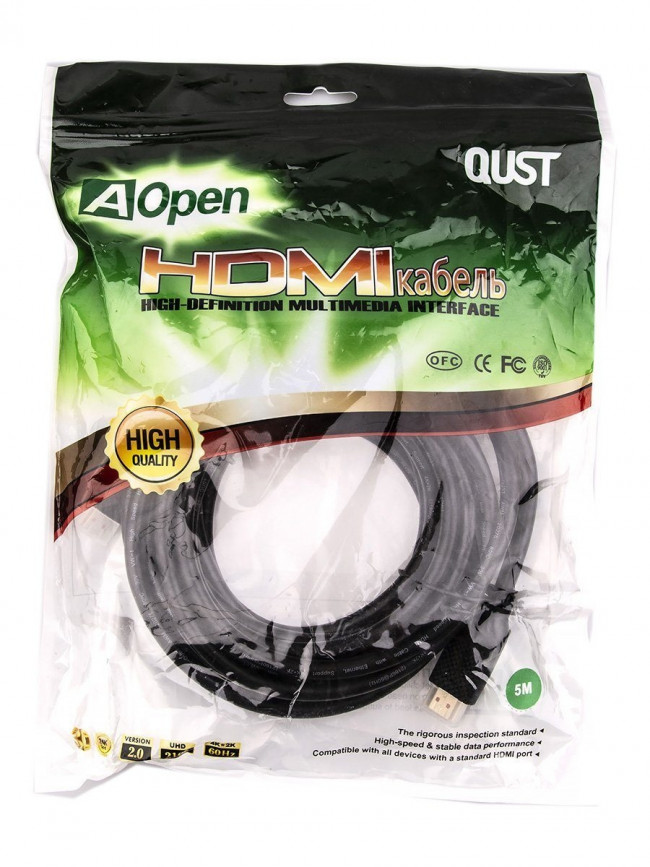 Кабель HDMI 19M/M ver 2.0, 5М,2 фильтра, Aopen/Qust <ACG517D-5M> VCOM HDMI (m) - HDMI (m) 5м