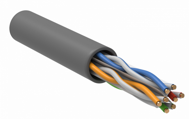 Кабель связи витая пара U/UTP, кат.6,  4 пары 23AWG solid, 305м, ПВХ, серый ITK LC1-C604-111 — для бизнеса и офиса