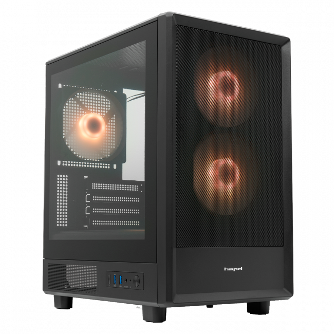 Корпус без блока питания HSPD  M310-TGBK-ARGB — для бизнеса и офиса