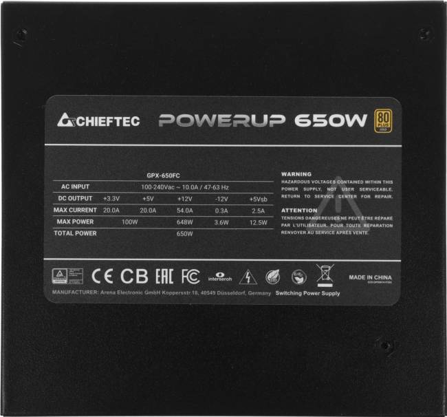 Блок питания Chieftec GPX-650FC — для бизнеса и офиса