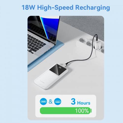 Power Bank Vention 10000mAh(M/C-A/A)22.5W Белый с LED Дисплеем Vention FHKW0 — для бизнеса и офиса