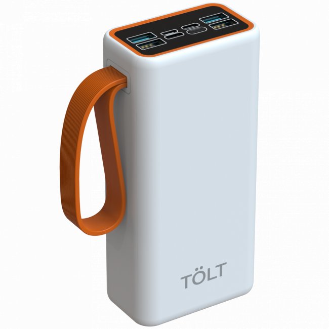 Портативный аккумулятор TOLT Lit KP303 White, 30000mAh, 22,5W, fast charging and PD, white, CCC TÖLT KP303 White — для бизнеса и офиса Портативный аккумулятор TOLT Lit KP303 White, 30000mAh, 22,5W, fast charging and PD, white, CCC TÖLT KP303 White — для бизнеса и офиса