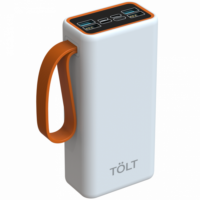 Портативный аккумулятор TOLT Lit KP303 White, 30000mAh, 22,5W, fast charging and PD, white, CCC TÖLT KP303 White — для бизнеса и офиса