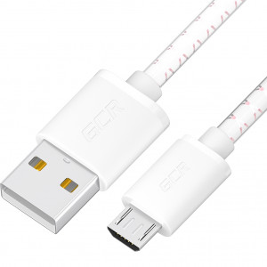 GCR Кабель 1.0m MicroUSB, бело-розовый, белые коннекторы, быстрая зарядка, 28/24 AWG, GCR-54450 Кабель Greenconnect 1.0 м (GCR-54450)