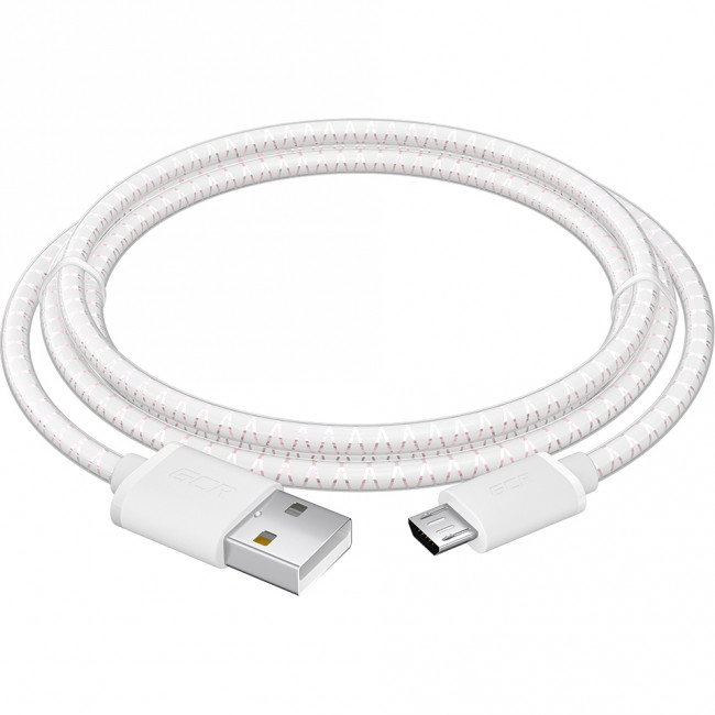 GCR Кабель 1.0m MicroUSB, бело-розовый, белые коннекторы, быстрая зарядка, 28/24 AWG, GCR-54450 Кабель Greenconnect 1.0 м (GCR-54450) — для бизнеса и офиса