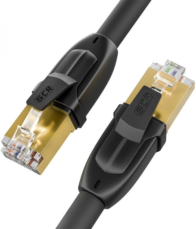 GCR Патч-корд PROF кат.7 ethernet  1.5m F/FTP,  RJ45, CU, 28 AWG, литой, прямой , черный, экранированные коннекторы, GCR-52565 Greenconnect RJ45(m) - RJ45(m) Cat. 7 F/FTP LSZH 1.5м — для бизнеса и офиса