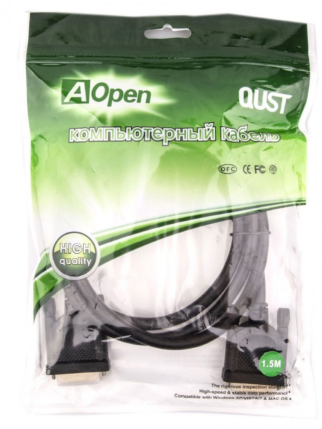 Кабель DVI (24+1) M/M  1.5m, 2 фильтра Aopen/Qust <ACG442GD-1.5M> VCOM DVI-D (m) - DVI-D (m) 1.5м — для бизнеса и офиса