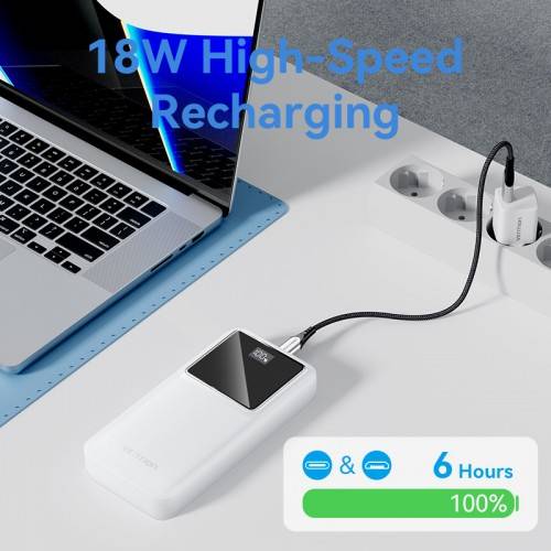 Power Bank Vention 20000mAh(M/C-A/A)22.5W Черный с LED Дисплеем Vention FHLB0 — для бизнеса и офиса