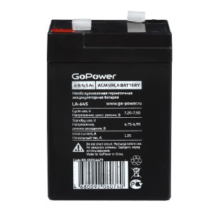 Аккумулятор свинцово-кислотный GoPower LA-645 6V 4.5Ah (1/20) GoPower LA-645 (6V / 4.5Ah)