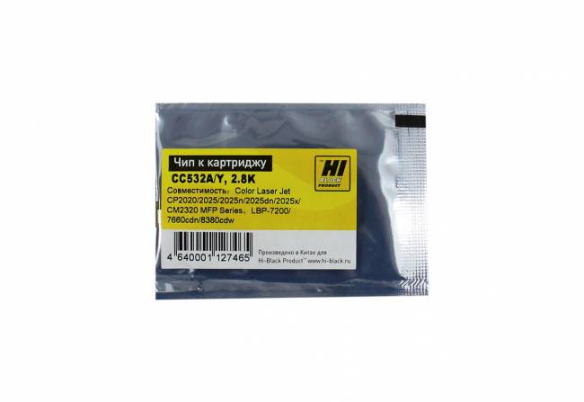 Чип Hi-Black к картриджу HP CLJ CP2020/2025/Canon 718 (CC532A), Y, 2,8K — для бизнеса и офиса
