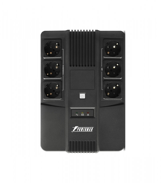 ИБП POWERMAN Brick 800, линейно-интерактивный, 800ВА, 480Вт,   3 евророзетки с резервным питанием, 3 евророзетки с фильтрацией, защита RJ45/RJ11, батарея 12В 9Ач 1 шт.,  293мм х 202мм х 93мм, 5.2 кг. Powerman Brick 800