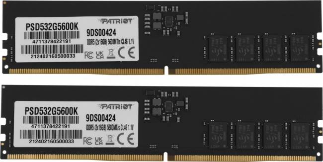 Память DDR5 2x16Gb 5600MHz Patriot PSD532G5600K — для бизнеса и офиса