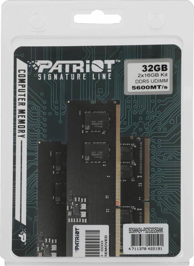 Память DDR5 2x16Gb 5600MHz Patriot PSD532G5600K — для бизнеса и офиса