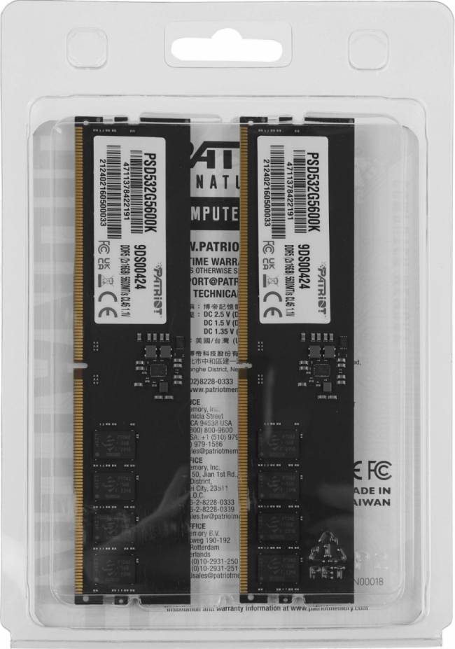 Память DDR5 2x16Gb 5600MHz Patriot PSD532G5600K — для бизнеса и офиса