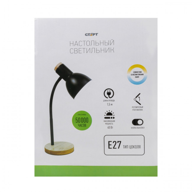 Светильник настольный СТАРТ CT84 черный цоколь E27 Светильник настольный СТАРТ CT84 черный цоколь E27