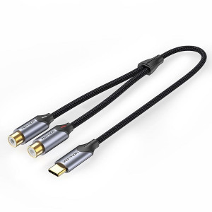 Переходник-разветвитель Vention гибкий USB-C M/2RCA F - 1м Vention BGVHF USB-C M / 2RCA F