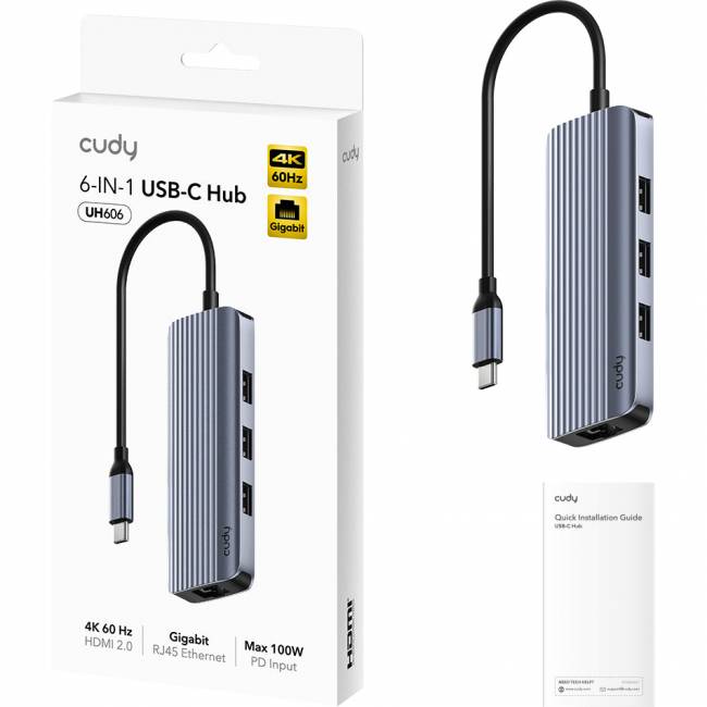 Концентратор USB Cudy UH606 — для бизнеса и офиса