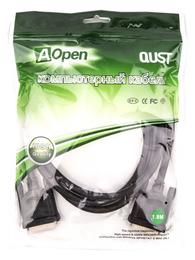 Кабель DVI (24+1) M/M  1.8m, 2 фильтра Aopen/Qust <ACG442GD-1.8M> VCOM DVI-D (m) - DVI-D (m) 1.8м — для бизнеса и офиса