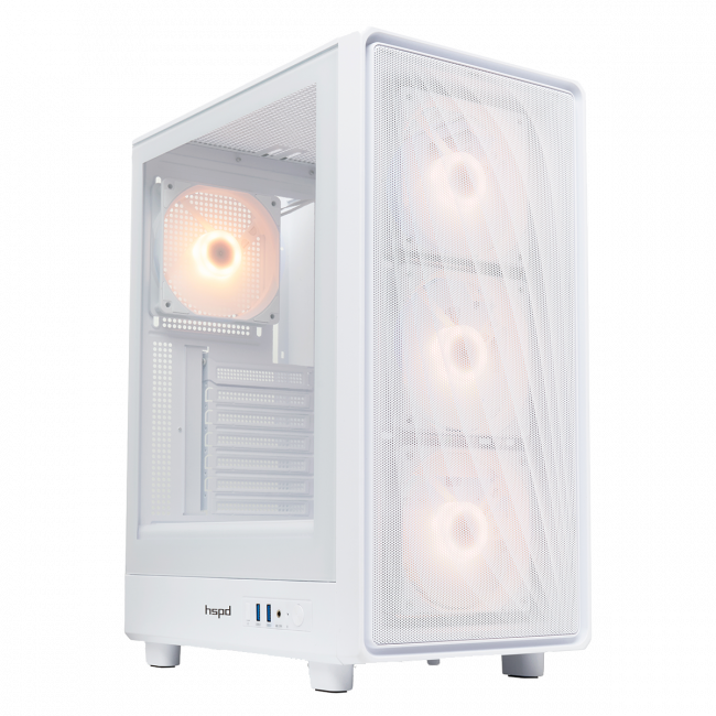 Корпус без блока питания HSPD M510-TGWH-ARGB — для бизнеса и офиса