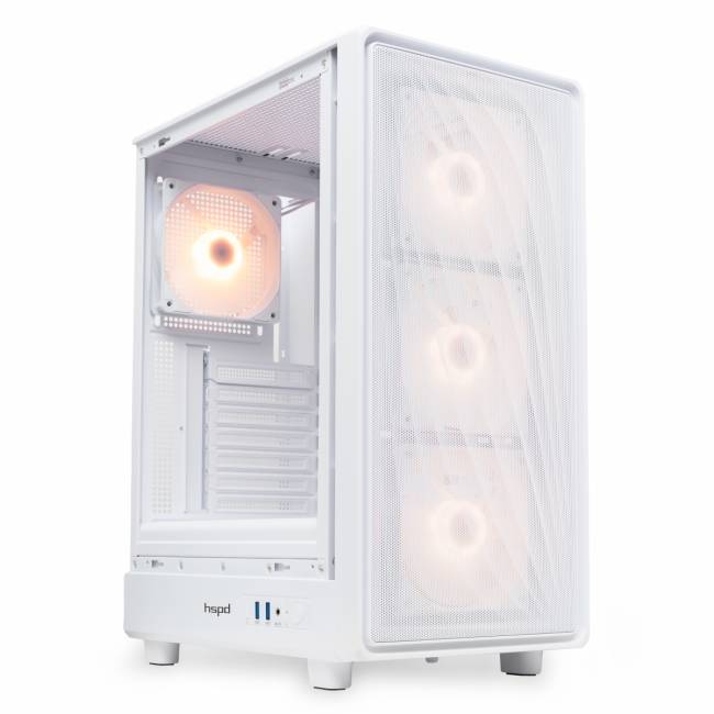Корпус без блока питания HSPD M510-TGWH-ARGB — для бизнеса и офиса