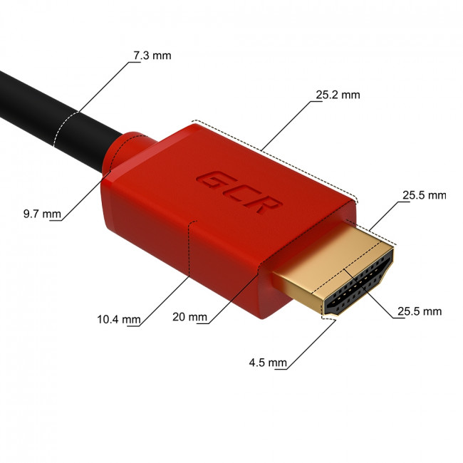 GCR Кабель 2.0m HDMI версия 2.0, HDR 4:2:2, Ultra HD, 4K 60 fps 60Hz/5K*30Hz, 3D, AUDIO, 18.0 Гбит/с, 28/28 AWG, OD7.3mm, тройной экран, черный, красные коннекторы, GCR-HM451-2.0m Greenconnect HDMI 2.0 - HDMI 2.0 2м красный — для бизнеса и офиса