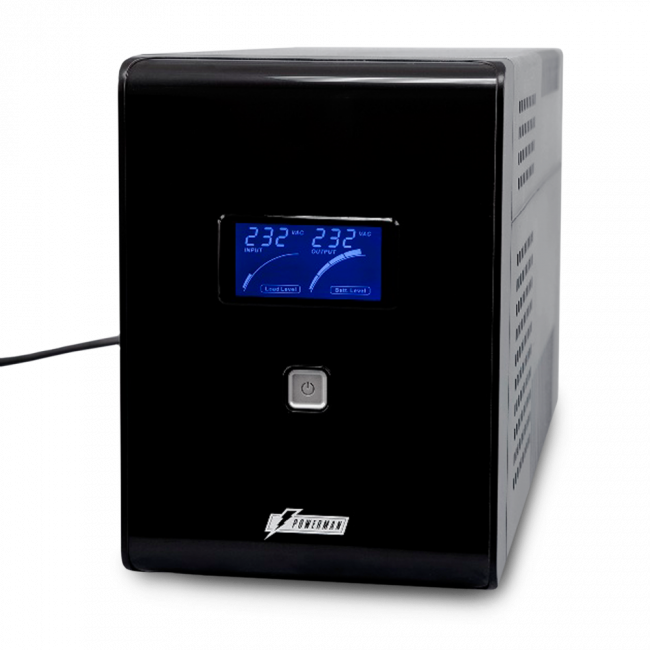 ИБП POWERMAN Smart Sine 2000, LCD, линейно-интерактивный, 2000ВА, 1400Вт,  4 евророзетки с резервным питанием, USB, батарея 12В 9Ач 2 шт., 380мм х 158мм х 198мм, 12.7 кг. UPS Powerman Smart Sine