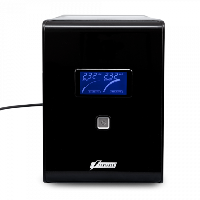 ИБП POWERMAN Smart Sine 2000, LCD, линейно-интерактивный, 2000ВА, 1400Вт,  4 евророзетки с резервным питанием, USB, батарея 12В 9Ач 2 шт., 380мм х 158мм х 198мм, 12.7 кг. UPS Powerman Smart Sine