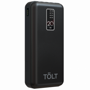 Портативный аккумулятор TOLT Lit K92 Black, 20000mAh, 10W, black, CCC TÖLT K92 Black