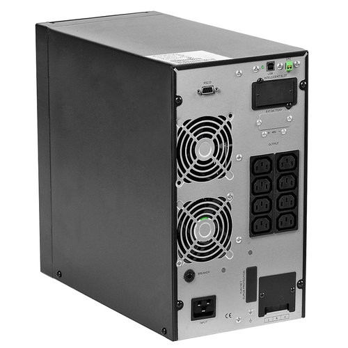 ИБП POWERMAN Online 2000, LCD, двойного преобразования, 2000ВА, 1800Вт, 8 штук IEC320 С13 с резервным питанием, USB, RS232, слот SNMP, разъем EPO, батарея 12В 9Ач 4 шт.,  1 кабель для нагрузки C13/C14, 191 х 337 х 460 мм., 19.64 кг. POWERMAN Online 2000I