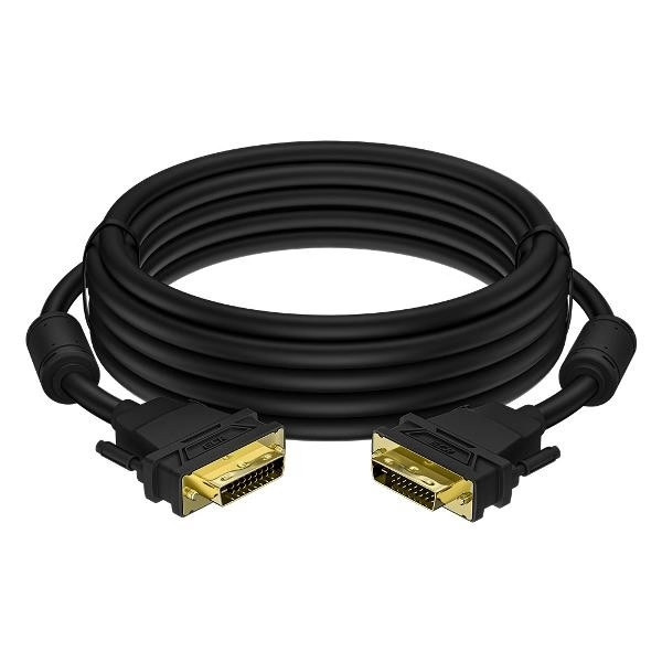 GCR Кабель PROF 5.0m DVI-D, черный, GOLD, ферритовые кольца, OD 8.5mm, 28 AWG, DVI/DVI, 25M/25M, двойной экран Greenconnect GCR-54235