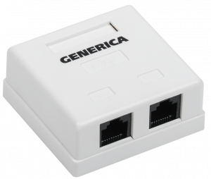 Настенная информационная розетка RJ45 8P8C, кат.5Е UTP, 2-порта, белая ITK CS2-1C5EU-22