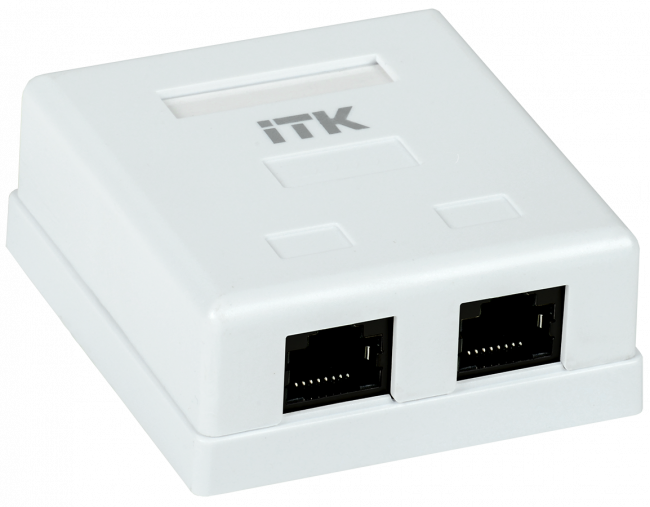Настенная информационная розетка RJ45 8P8C, кат.5Е UTP, 2-порта, белая ITK CS2-1C5EU-22 — для бизнеса и офиса
