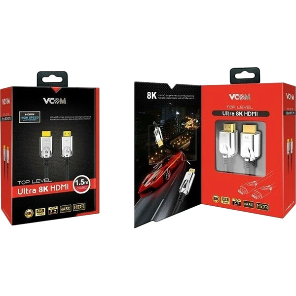 Кабель HDMI 19M/M,ver. 2.1, 8K@60 Hz 1.5m VCOM <CG862-1.5M> Кабель VCOM HDMI (m)/HDMI (m) - 1.5 м (CG862-1.5M)