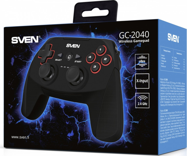 Беспроводной геймпад SVEN GC-2040 (11 кл. 2 мини-джойстика, D-pad, Soft Touch, PC/PS3/Xinput) Sven GC-2040 — для бизнеса и офиса