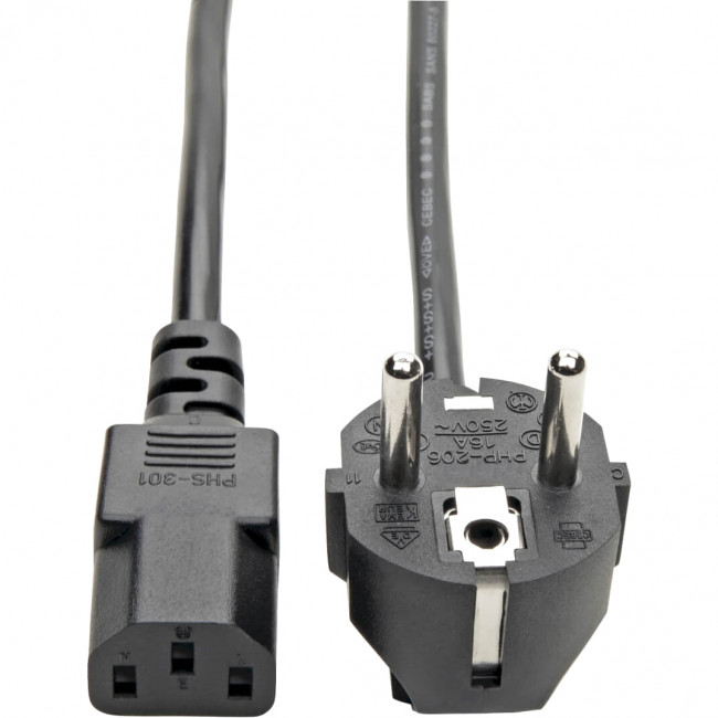 Кабель питания C13 to Schuko, 10A, 250V, 17 AWG, 1.8 метра ,черный Tripp Lite P054-006 — для бизнеса и офиса