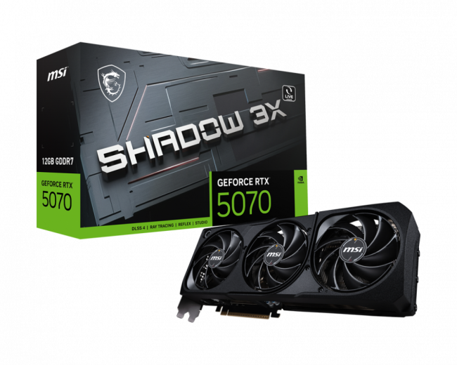 Видеокарта MSI GeForce RTX 5070 12G SHADOW 3X OC — для бизнеса и офиса Видеокарта MSI GeForce RTX 5070 12G SHADOW 3X OC — для бизнеса и офиса