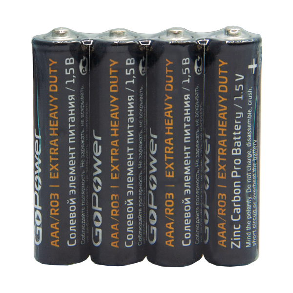 Батарейка GoPower R03 AAA Shrink 4 Heavy Duty 1.5V (4/60/1200) (60 шт.) Батарейка GoPower R03 AAA (00-00015593) Батарейка GoPower R03 AAA Shrink 4 Heavy Duty 1.5V (4/60/1200) (60 шт.) Батарейка GoPower R03 AAA (00-00015593)