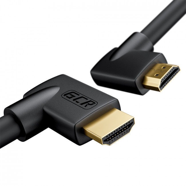 GCR Кабель 2.0m HDMI 2.0, M правый угол /M правый угол, черный, HDR 4:2:2, Ultra HD, 4K 60 fps 60Hz/5K*30Hz, 3D, AUDIO, 18.0 Гбит/с, 28/28 AWG, GCR-52313 Greenconnect HDMI 2.0 - HDMI 2.0 2м  черный — для бизнеса и офиса
