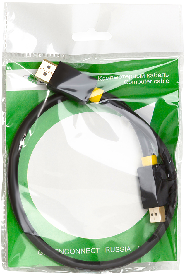 Greenconnect Кабель 5.0m DisplayPort v1.2, 20M/20M, черный, 28/28 AWG Greenconnect DisplayPort (m) - DisplayPort (m) 5м