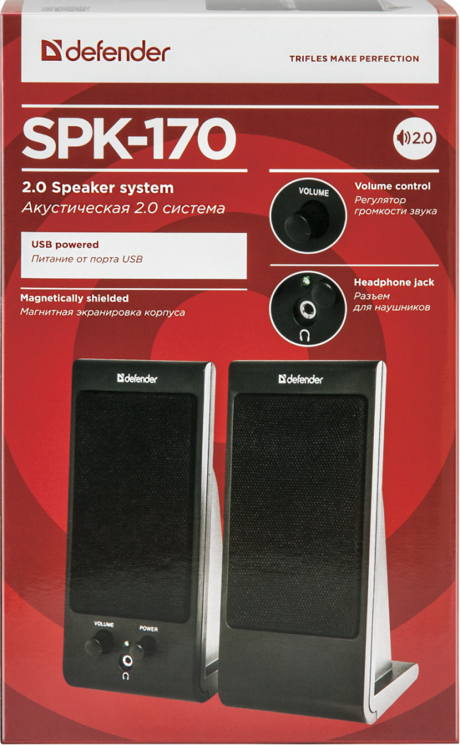 Defender Акустическая 2.0 система SPK-170 черный, 6 Вт, питание от USB Defender SPK-170 — для бизнеса и офиса Defender Акустическая 2.0 система SPK-170 черный, 6 Вт, питание от USB Defender SPK-170 — для бизнеса и офиса