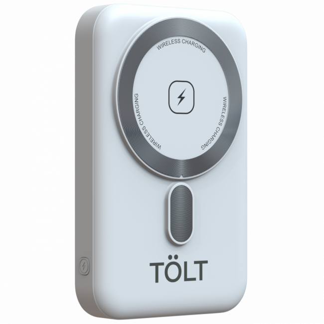 Портативный аккумулятор TOLT Seg KW109 White, 10000mAh, 22,5W, fast charging and PD, wireless, magnetic, white, CCC TÖLT KW109 White — для бизнеса и офиса