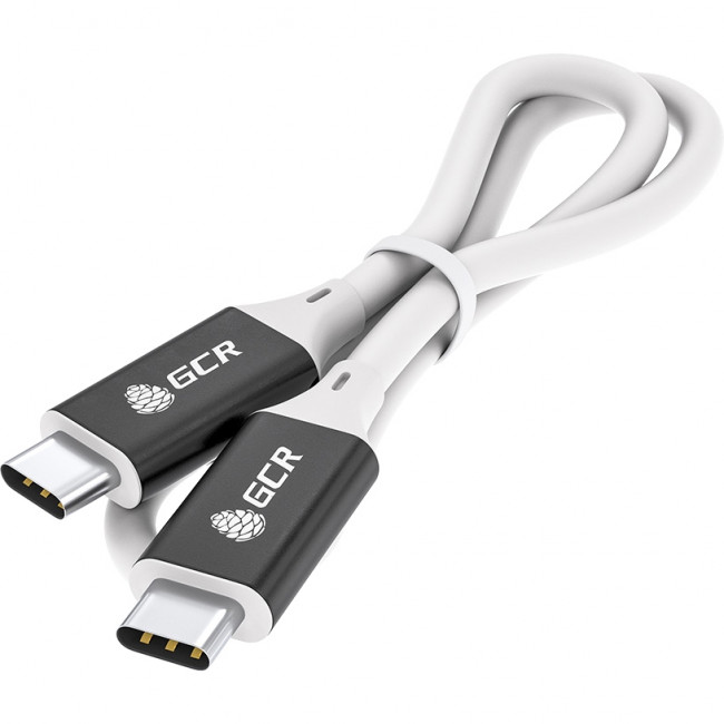 GCR Кабель USB 3.1 Type C-С  1.0m белый, 100W/20V/5A, M/M, TPE, AL сase черный, белый ПВХ, экран, армированный, GCR-50866 Кабель Greenconnect 1 м (GCR-50866) — для бизнеса и офиса