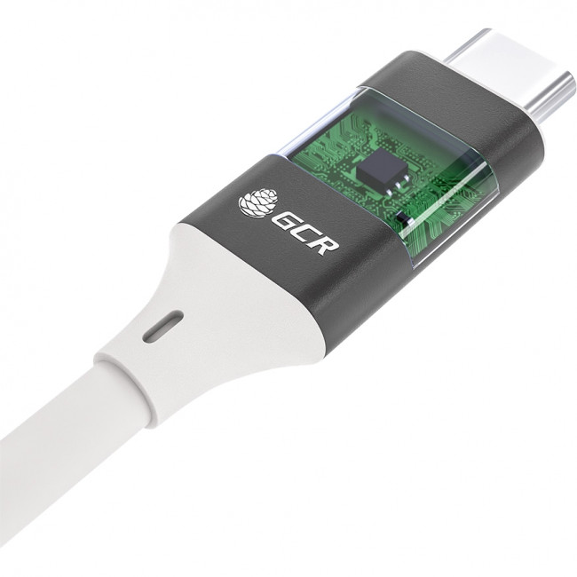 GCR Кабель USB 3.1 Type C-С  1.0m белый, 100W/20V/5A, M/M, TPE, AL сase черный, белый ПВХ, экран, армированный, GCR-50866 Кабель Greenconnect 1 м (GCR-50866) — для бизнеса и офиса